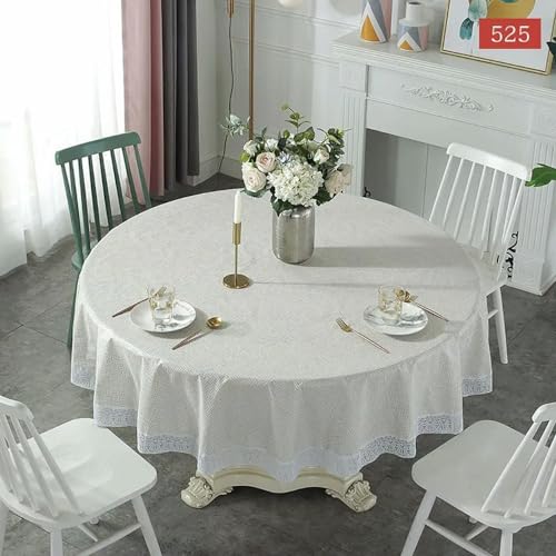Nappe ronde en plastique PVC doux imperméable 180-220 cm pour table de salon - 3