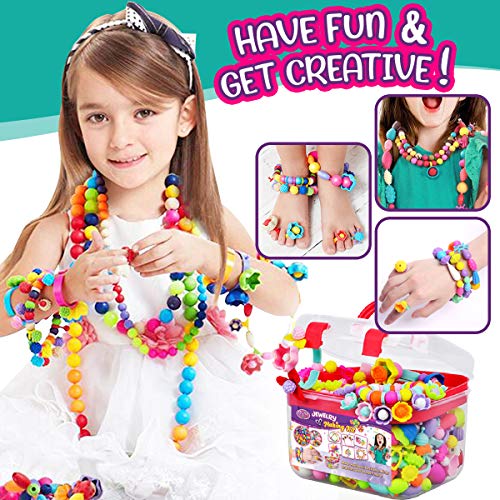 Goody King Pop Beads Jewelry Making Kit for Kids - Snap PopBead Toys for Girls Kids Art and Craft Kits DIY Pop Bead Bracelets Necklace Hairband and Rings Toy for Girl Age 3 4 5 6 7 8 Year Old