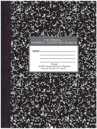 Roaring Spring 80 Sheets Plain Unruled Hard Cover Marble Composition Notebook, 10.25" x 7.875" 80 Sheets
