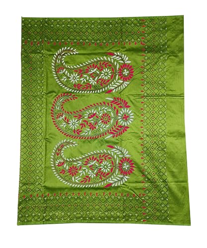 Image of SHRISTI CLOTHINGS Women's Hand Embroidered Cotton Silk Kantha Stitch Saree with Blouse Piece (SB430324 MEHANDID19)