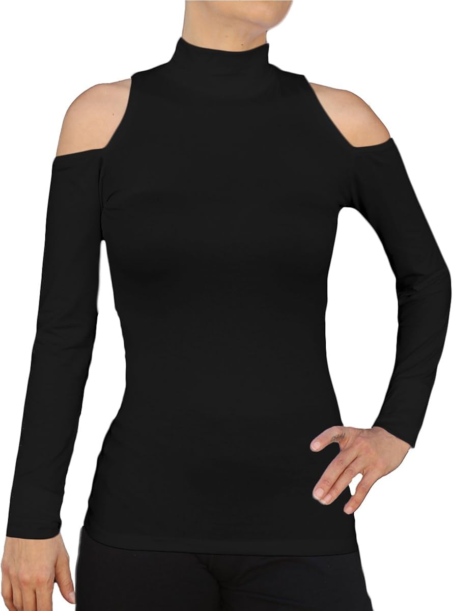 Mock neck cold shoulder top Clearance