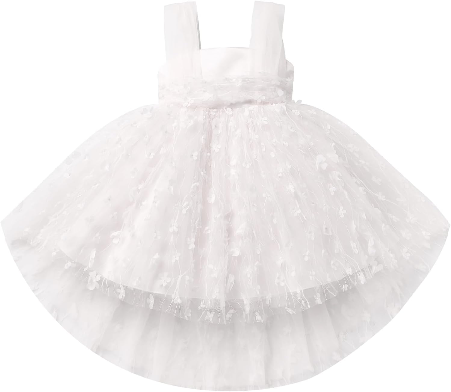 Toddler Baby Flower Girls Sequins Bowknot High Low Tutu Dress Petal Lace Princess Pageant Wedding Birthday Party Formal Gown