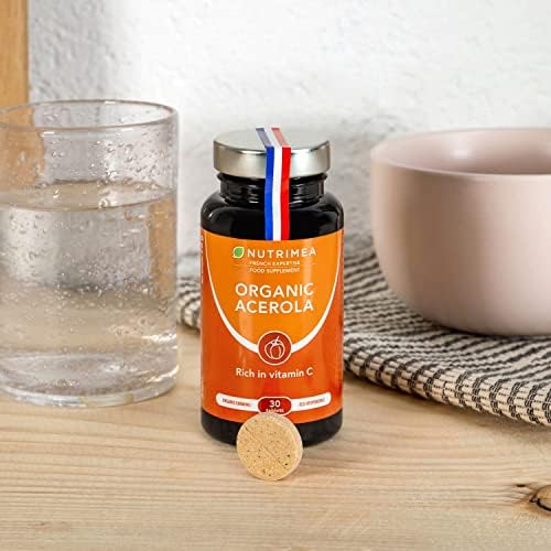 Organic ACEROLA 1000 mg | Natural Vitamin C | Highly Concentrated | Reduces Fatigue, Protects from Oxidative Stress & Strengthens The Immune System | 30 Vegan Tablets | French Expertise