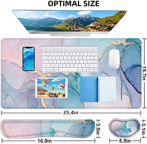 Lateefah Large Mouse Pad and Keyboard Wrist Rest, Desk Pad for Keyboard and Mouse, 4-in-1 Extended Mouse Pad with Wrist Support, Non-Slip Desk Mat Protector, Ultra Thick Desk Blotter for Office, Home - Thumbnail 6