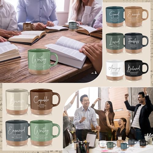 Set de 10 tazas cristianas de cerámica estilo Morandi 13 oz miniatura 6