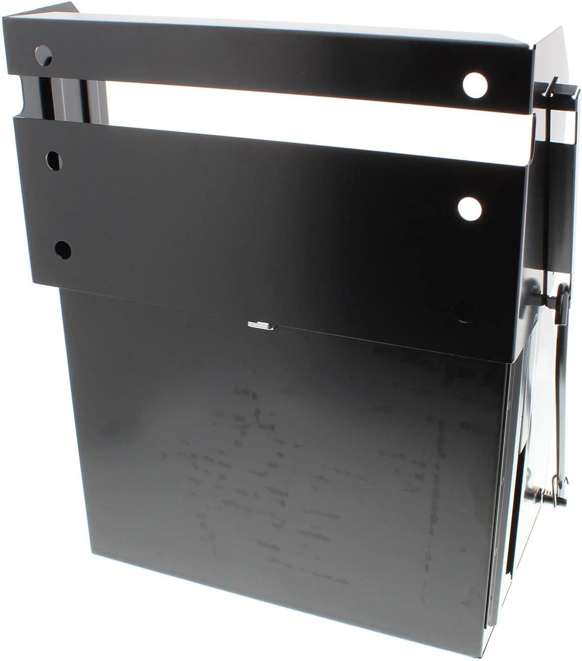Black Coated Steel Drop-Out Remote Battery Box: Lockable, Adjustable Mount 4-1/4" Lower Access, Fits 10.5" L x 7" W x 8" H Batteries, Easy Maintenance, Optional Stainless Steel Variant