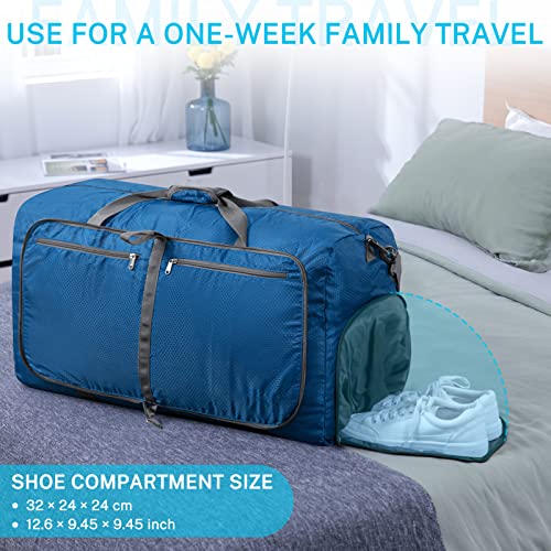 Gonex 100L Foldable Travel Duffel Bag for Luggage Gym Sports, Lightweight Travel Bag with Big Capacity, Water Repellent (Deep blue)