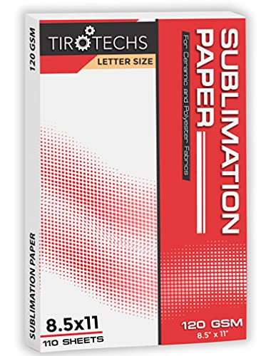 Tirotechs 8.5X11 Sublimation Paper For Heat Transfer - Dye Sublimation Paper For Inkjet Printers - Printable Thermal Photo Transfer Paper 120 Gsm - Coasters, Mugs, Mobile Case, T-Shirts - 110 Sheets #TOP6