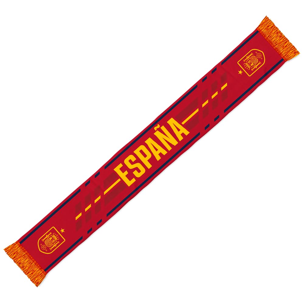 RFEF Spain Scarf 2026 – Official Spanish National Team Scarf with RFEF Crest, Yellow Fringes and Red Graphics