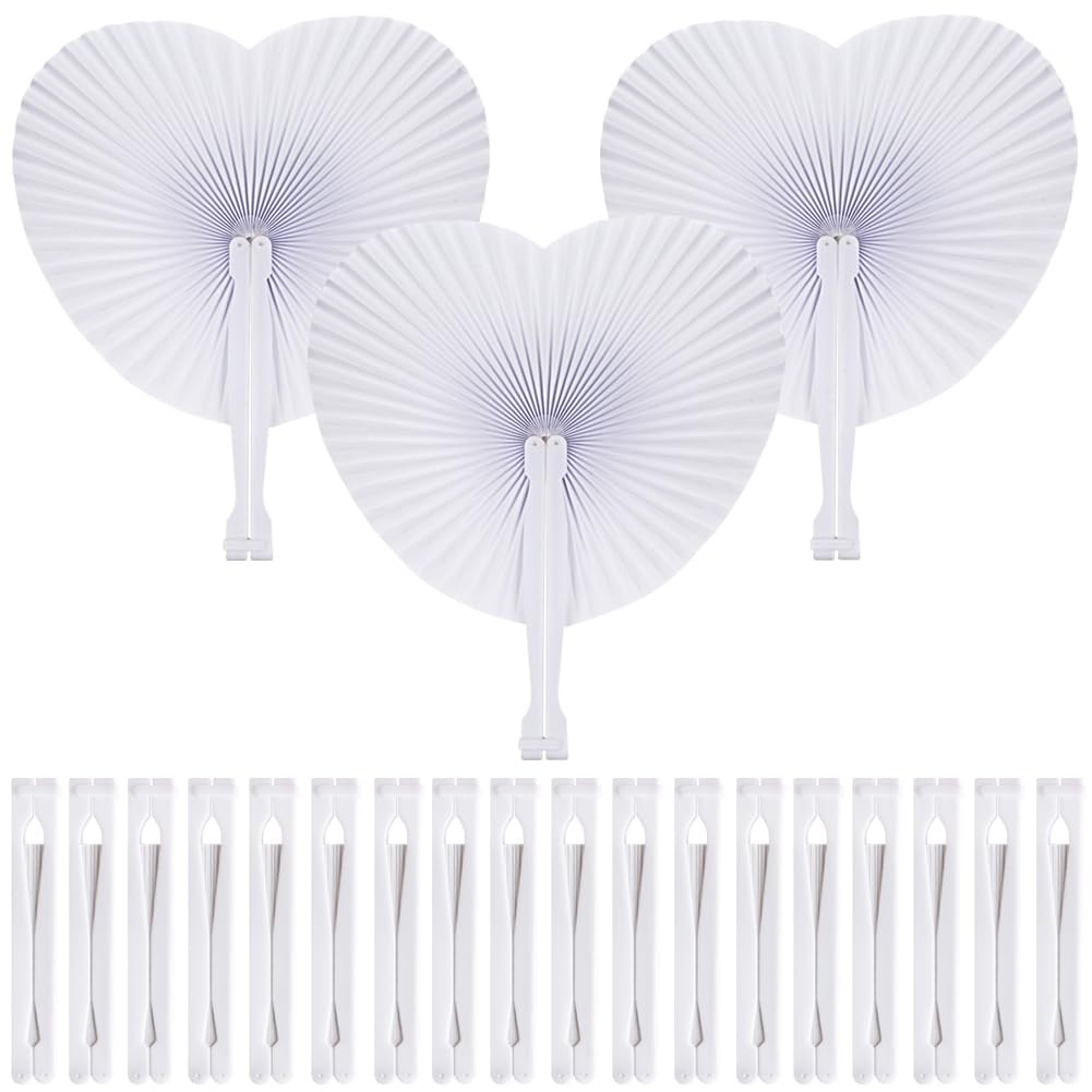 100 Eventail Mariage Blanc,Décoration Éventail Mariage Champêtre, Cadeau pour Invités de Mariage,Eventail personnalisable Fête Décoration