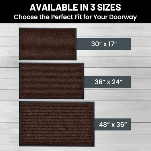 Image of Sierra Concepts Polypropylene Front Door Rectangular Mat Welcome Floor Mats - Entryway Indoor Outdoor Entrance Doormat,Patio,Porch,Muddy Shoe,Inside Outside Low Profile,30X17 Inches,2-Pack Dark Brown
