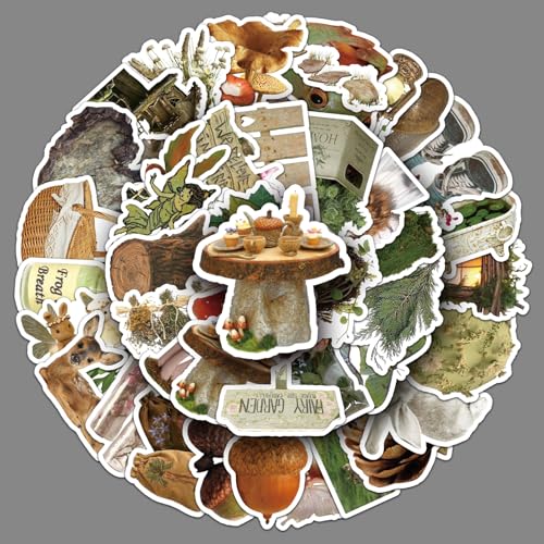 Forest Stickers 50 Pcs Waterproof Funny Nature Tree Sticker for Laptop Skateboard Luggage Bicycle Scrapbook Water Bottle Cars Computer,Vinyl Trendy Outdoor Plant Decals for Teens Adults Boys