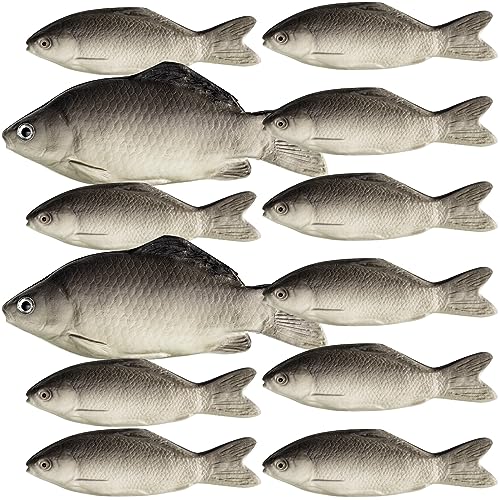 Liliful 12 Pcs Fake Fish Artificial Realistic Toys Stuffed Foam Faux Sea Fish Including Big and Small for Halloween Prank Prop Home Decoration Aquarium Display Ornaments Stage Drama Photography Prop