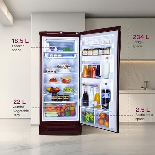 Image of Godrej 234 L 3 Star 5 Years Comprehensive Warranty 24 Advanced Capillary Technology Direct Cool Single Door Door Refrigerator With Base Drawer (RD EDGEPRO 240C TDF MN WN, Marine Wine)