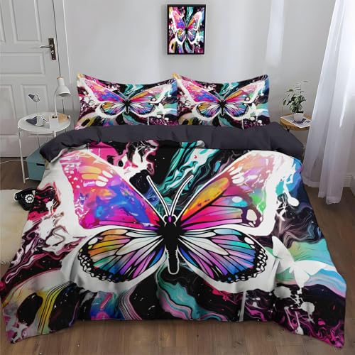 Linge de lit microfibre ultra doux 240x260cm au motif papillon - 2