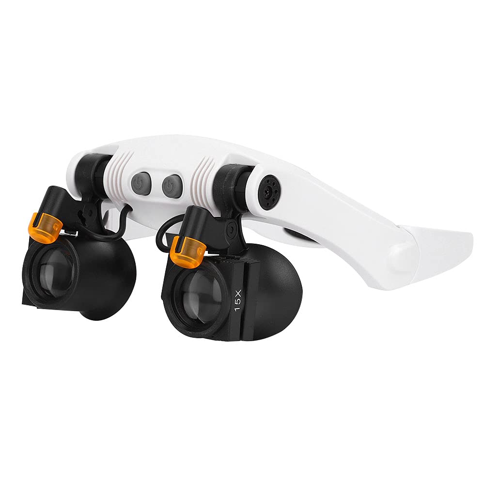 Lente D'Ingrandimento per Montaggio su Testa a LED con Lente Sostituibile, 21 Combinazioni, Ingrandimento 3X-10X, Luci LED Fredde e Calde
