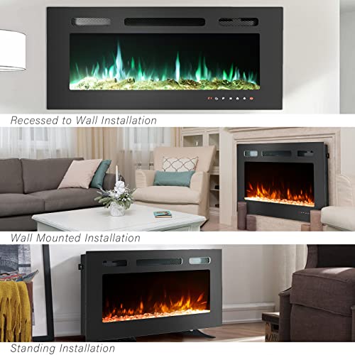 40 Inch Electric Fireplace Inserts, Quiet Wall Mounted Fireplace, Led Fireplace For Living Room, Recessed Electric Fireplace, Linear Fireplace, 750/1500W #TOP2
