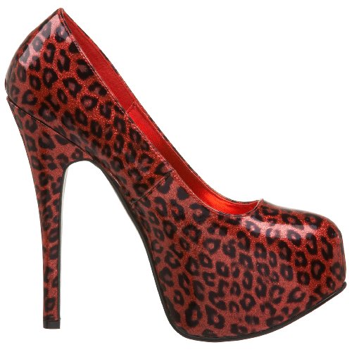 Pleaser Bordello Women's Teeze 37 Cheetah Platfom Pump,Red Cheetah Patent,8 M Us #TOP5