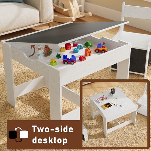 Kids-Table-and-Chair-Set-3-in-1-Activity-Table-with-Storage-Desktop-and-Drawers-Early-Childhood-Education-and-Toddler-Nursery-Table-Set-in-Playroom-Bedroom-Classroom Kids Table and Chair Set 3 in 1 Activity Table with Storage Desktop and Drawers Early Childhood Education and Toddler Nursery Table Set in Playroom Bedroom Classroom
