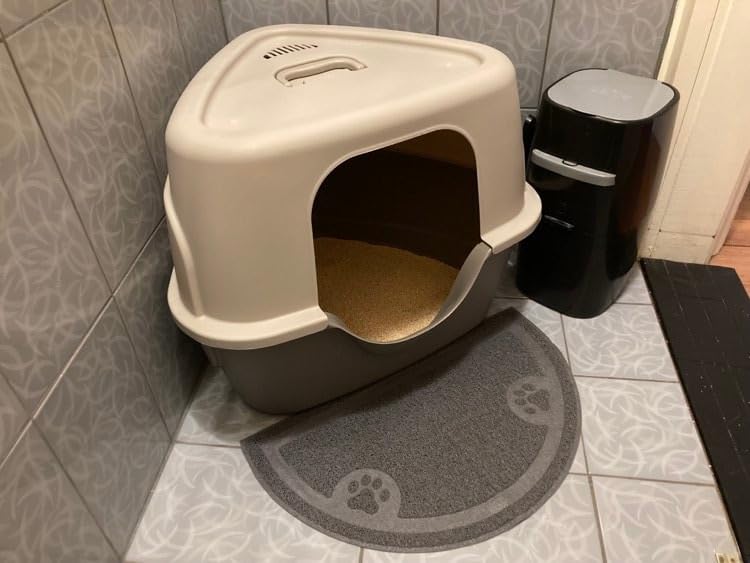 Amazon Basics NoMess Hooded Cat Litter Box, 61 x 46 x 43 Centimeters