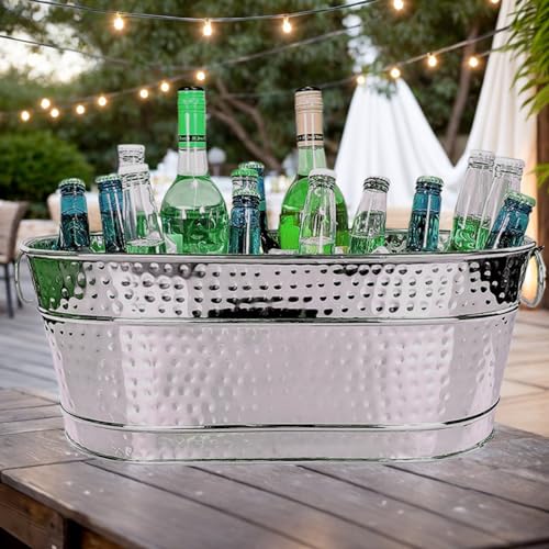 Seau à champagne galvanisé 15qt avec poignées pour bouteilles - 4