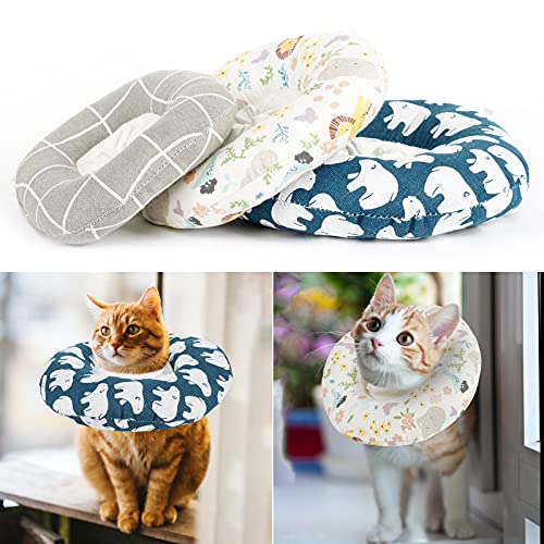 Image of HonourHope 3PCS Adjustable Cat Recovery Collar Soft Pet Cone Collar Protective Cotton Comfy Dog Collar After Surgery Cat E-Collar Elizabethan Collars for Pets Kitten and Small Dogs-S