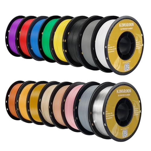 Image of Kingroon 16KG PLA Filament Bundle 1.75mm 3D Printer Filament Multicolor Pla Filament Bulk for Most 3D Printer,1kg Spool,16 Rolls,16 Colors