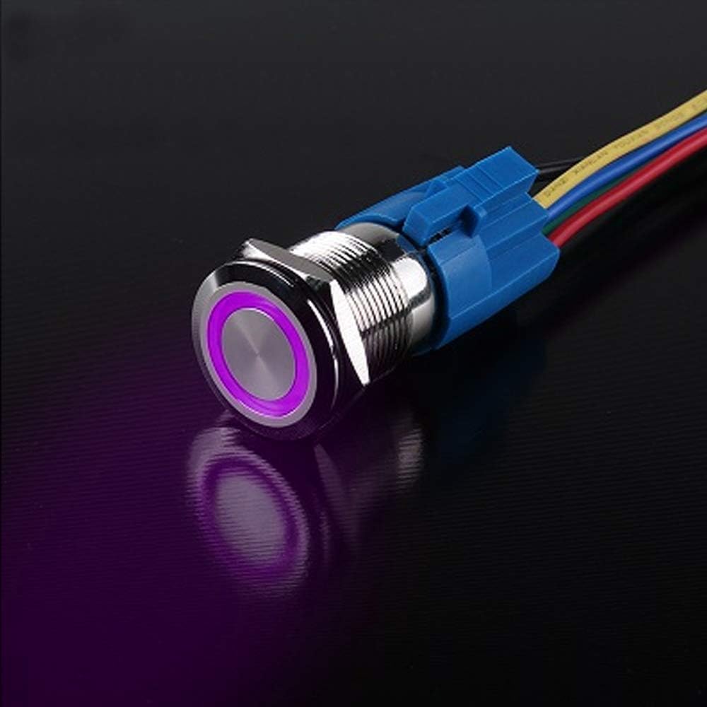 Flаѕh Dеаlѕ - 60% оƒƒ ESUPPORT 16mm 12V 3A Car Purple Light Angel Eye Metal Push Button Switch Socket