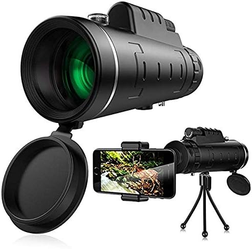 Monocular Telescope, 40x60 Zoom Telescope, Portable Dual Focus Night Vision Spotting Scope, Waterproof, Fog-proof, HD BAK4 Prism with Phone Clip and Tripod for Bird Watching Camping Traveling