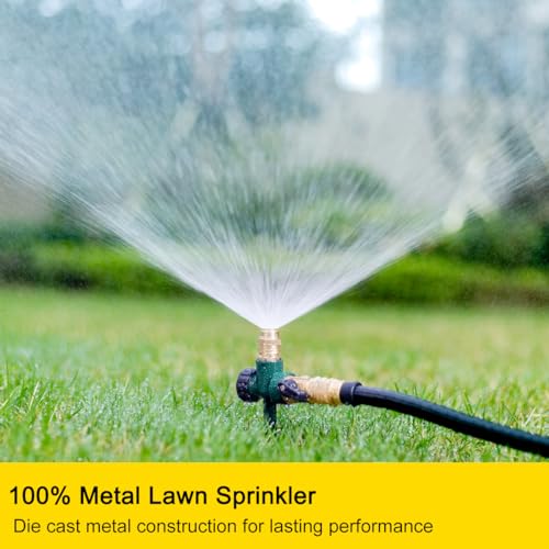 FANHAO 2 Pack Metal Lawn Sprinklers with Adjustable Brass Nozzle for 360° Yard Irrigation