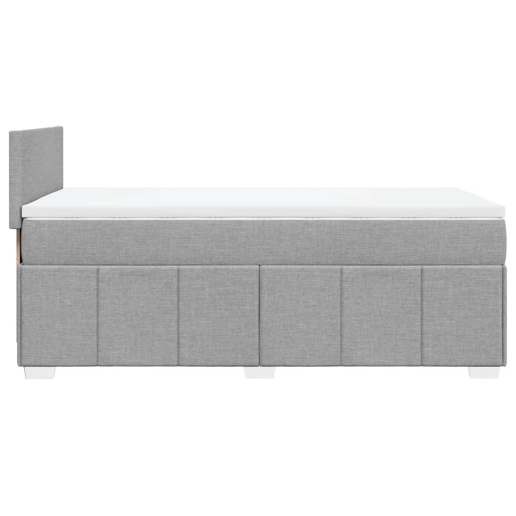vidaXL Boxspringbett, Einzelbett mit LED Matratze Matratzenauflage, Bettgestell mit Lattenrost Kopfteil, Polsterbett Bett für Schlafzimmer, Hellgrau 90x200cm Stoff