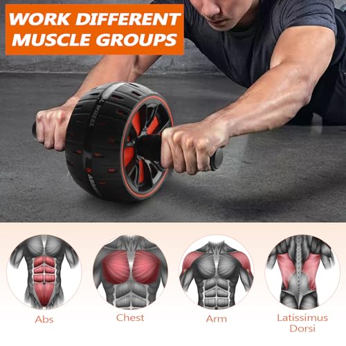 Roue Abdominale, Roulette Abdominaux avec Tapis Charge Max 150 kg Ab Wheel avec Poignées Mousse Ergonomiques, Ab Roller Unisexe pour La Maison et Le Gymnase(Noir et Rouge) – Image 5