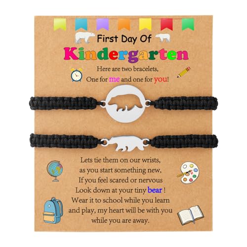 Image of P. BLAKE First Day of Kindergarten Bracelet Back to School Gifts Mommy and Me Matching Bracelets Set for Mother Daughter Son Girls Boys Jewelry Gifts