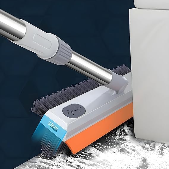 KitchVintalook Bathroom Cleaning Brush with Wiper Upgraded 3 in 1 Toilet Brush Bathroom Brush with Long Handle 180° Rotate Bathroom Floor Cleaning Brush Bathroom Cleaning Accessories 1