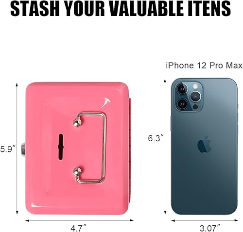 Miniatura 6 de Jssmst CB003-P - Caja de dinero con cerradura pequeña con bandeja de dinero, caja de dinero con bloqueo para niños con ranura en la parte superior,