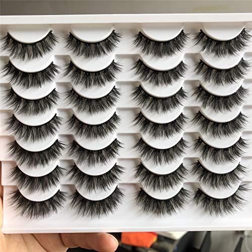 ALICROWN Short Eyelashes Natural Look False Lashes Mixed Lightweight Fluffy Handmade Soft Volume 14 Pairs Faux Mink Pack