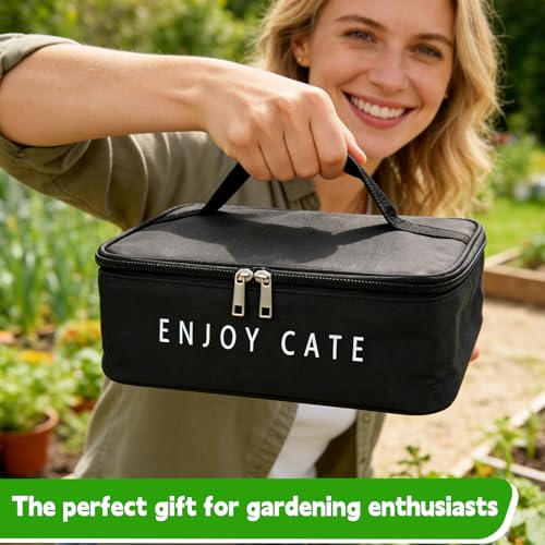 Image of 24 Slot Seed Storage Organizer Box with Insulated Bag with Dual Zipper Bag, Garden Seed Organize Sealed Bags and Label Stickers Saving Container Keeper Set for Garden Vegetable Flower Plants