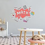 Home Wall Decal - Math Only Subject That Counts - Cute Learning Design Math Text with Cute Shapes and Formulas - Size: 20 in(W) x 14 in(H)