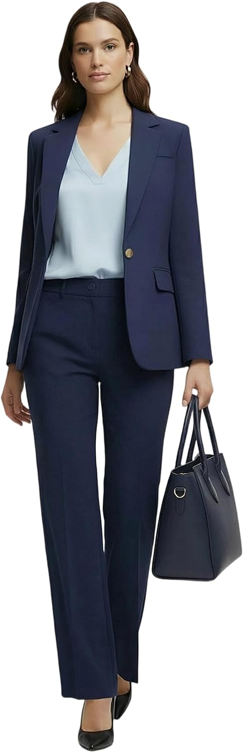 Women's 2 Piece Pant Suit Set Winter Thicken Dressy Business Casual Outfits Professional Blazer Pantsuits Work Office - Image 3