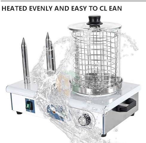 4 Stick Electric Hot Dog Machine with Bun, Commercial Hot Dog Steamer & Contact Grill, 50-200℃ Adjustable Temperature