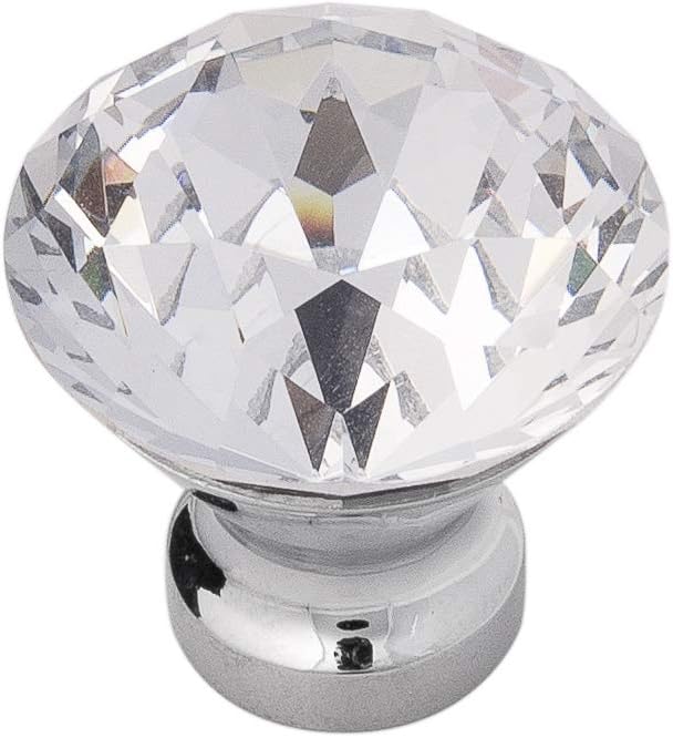 Hickory Hardware Crystal Palace Collection Cabinet Knobs, Kitchen Handles for Cabinets and Drawers and Bathroom Hardware, 1-1/4 Inch Diameter, Glass with Chrome, (Pack of 10)