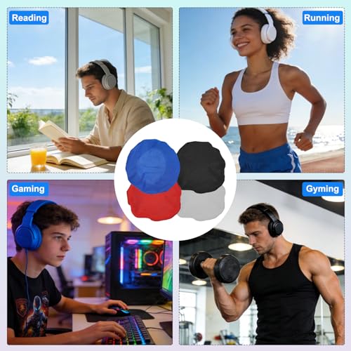3 pares de cubiertas para almohadillas de audífonos (3.5"-4.3") - Cubierta universal de tela lavable y extensible para auriculares, compatible con la mayoría de audífonos tipo on-ear, negro miniatura 7