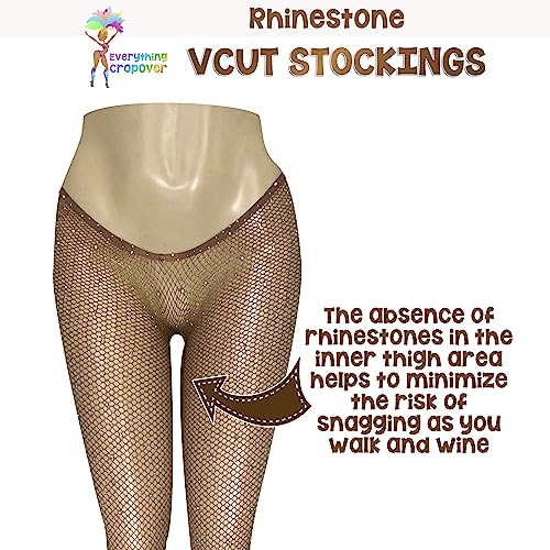 Image of V-Cut Skintone Gold Glitter Fishnet Stockings | VCUT Carnival Tights for Black and Brown Skin Women