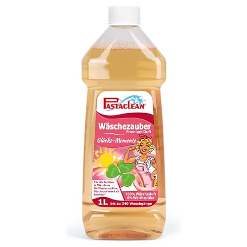 Pastaclean Wäscheduft Premium (Glücks-Momente) 1000 ml | Wäscheparfüm für die Waschmaschine, für bis zu 340 Waschgänge | Ohne Weichspüler | Für frischen und langanhaltenden Duft