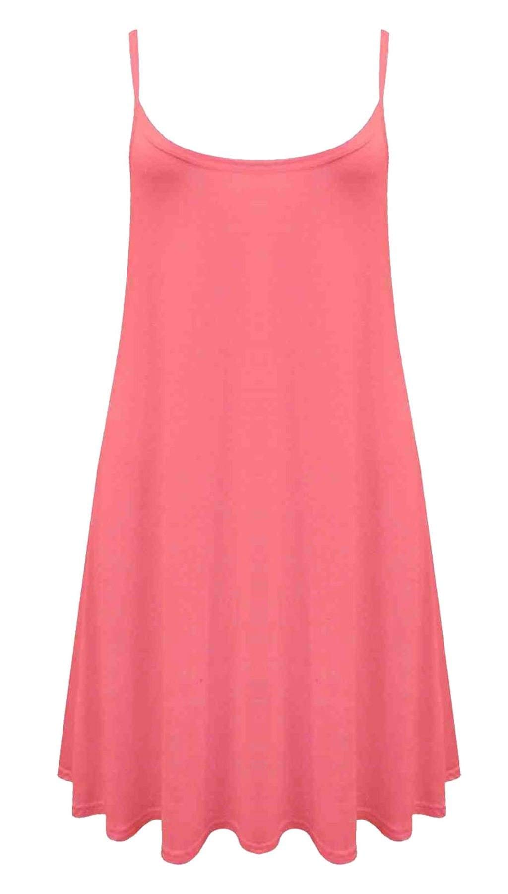WearAll Plus Size Womens Printed Strappy Sleeveless Ladies Mini Dress Vest Top Coral 20-22