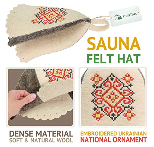 Wool Sauna Hat for Women Protect Hair Ornament Red - Sauna Cap for Men - Banya Hat for Men - Felt Wool Sauna Hair Protector