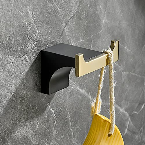 Juego de accesorios de baño Toallero de cobre ligero de lujo, toallero de papel de baño de oro negro, gancho para abrigo, jabonera, vaso para cepillo de dientes, juego de accesorios de baño montado e