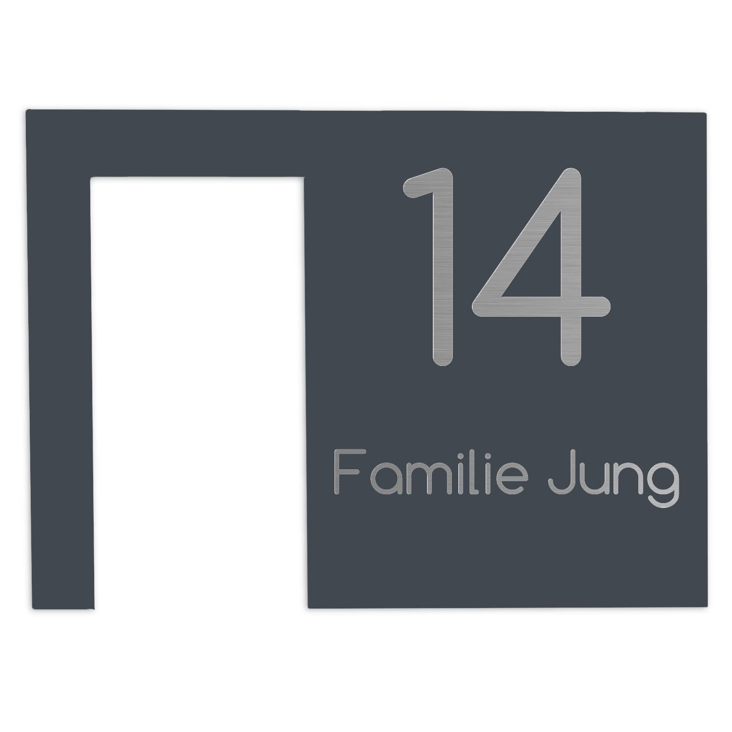 Jung Edelstahl Design Modernes V2A Edelstahl Türschild anthrazit RAL7016 pulverbeschichtet optimiert für Ring Akku-Videotürklingel Klingelschild 20x14,5 cm Haustürschild individuell personalisierbar