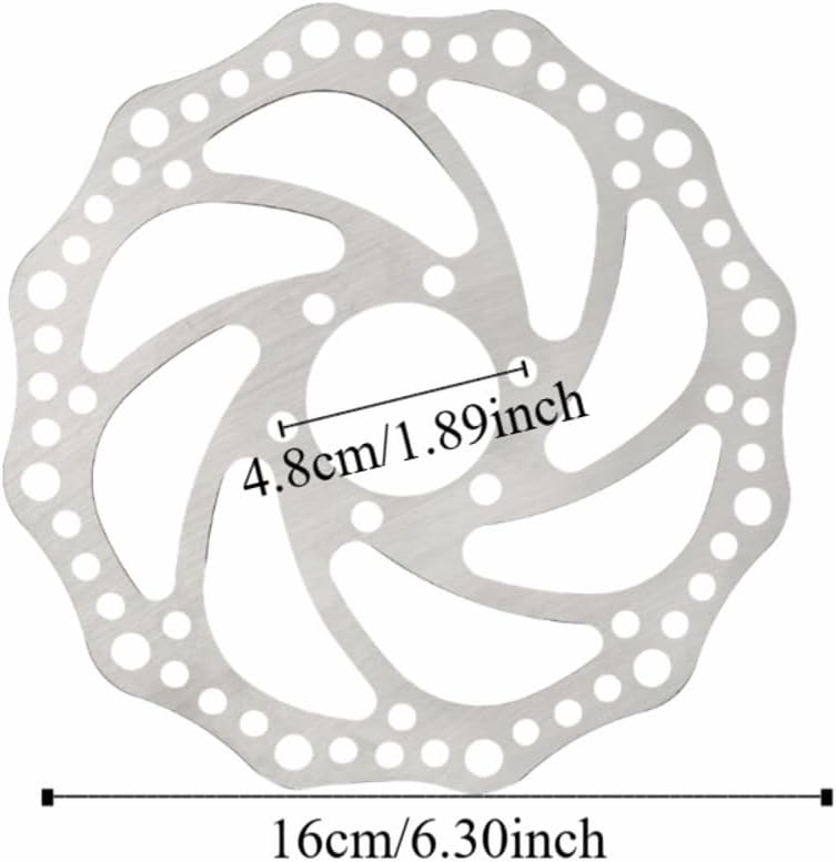 ‌160mm Stainless Steel Brake Rotor - 6-Bolt Replacement Disc for Electric Scooters & E-Bikes (Silver, 160x37mm)