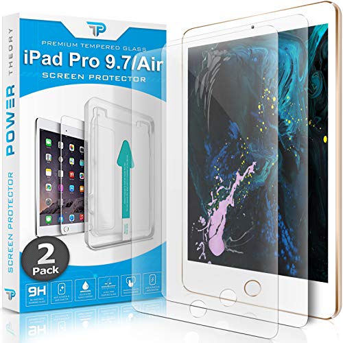 Power Theory Schutzfolie passend für iPad Pro 9.7 / Air 2 9,7 / Air (2 Stück) - Japanisches 9H Panzerglas/Panzerglasfolie, Tempered Glass Displayschutzfolie, Schutzglas, Panzerfolie, Screen Protector